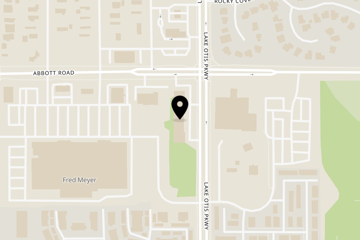 Map showing the location of Mo's Deli and Catering on 9220 Lake Otis Pkwy in Anchorage